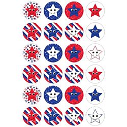 Hygloss Stars & Stripes - 3 Sheets Stickers (1886)