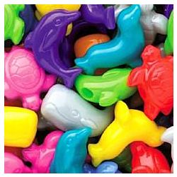 Plastic Novelty Sea Life Shaped Beads, 1/4-Pound, Multi Color