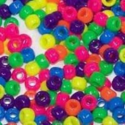 Pony Beads - Plastic - Neon Opaque Multi Colors - 900/pkg. 6 x 9mm