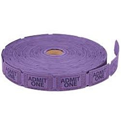 Single Admit Ticket Roll, 2000ct, Purple