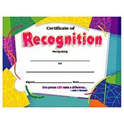 Colorful Classics Certificates of Recognition 30 per pack, 8 ½