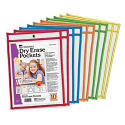 Charles Leonard Reusable Dry Erase Pockets - Set of 10