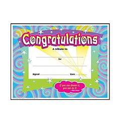  Congratulations/Swirls Colorful Classics Certificates 30 per pack, 8 ½