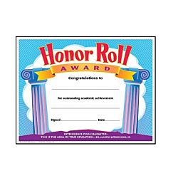 Honor Roll Award Colorful Classics Certificates 30 per pack, 8 ½