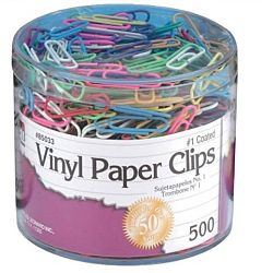 Assorted Colored Vinyl Paper Clips 500/Box