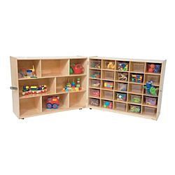 Wood Designs Children Tray & Shelf Fold Storage with (25) Translucent Trays  WD-23601