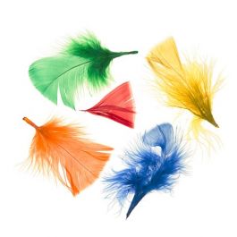 SPOTTY CRAFT FEATHERS IN ASSORTED COLOURS HUGH BULK BAG 500 