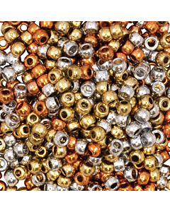 Metallic Pony Beads 6 MM X 9 MM GOLD, SILVER & COPPER 500 COUNT