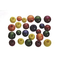 Darice Large Wood Beads Assorted Colors Round Assorted Sizes - 45/pkg