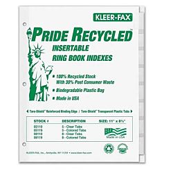 Insertable Ring Book Index - Letter - 8 Tab / Set Clear