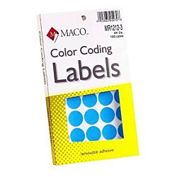 MACO Light Blue Round Color Coding Labels, 3/4 Inches in Diameter, 1000 Per Box ,MR1212-3