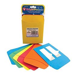 Hygloss Self-Adhesive Bright Library Pocket - Assorted Colors, Pack of 30