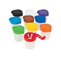 No Spill Paint Cups with 10 assorted color lids