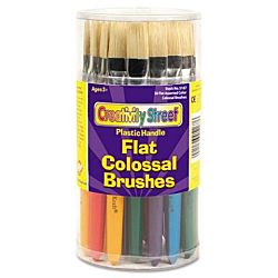 Creative Arts by Chenille Stubby Flat Paint Brushes, Assorted Colors, 30/Set