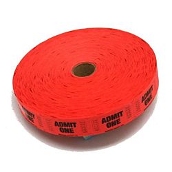Single Admit Ticket Roll, 2000ct, Red