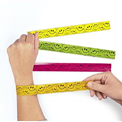 Plastic Smile Face Slap Bracelets, 12 per package