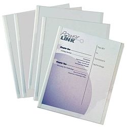 C-Line Report Covers with Binding Bars, Clear Plastic, White Bars, 8.5 x 11 Inches, 50 per Box , 32457