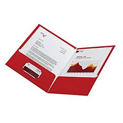 Laminated Twin-Pocket Portfolios, Red , 8 1/2
