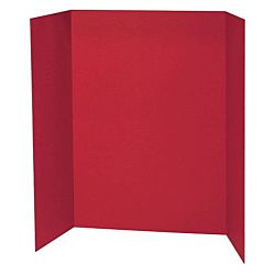 Pacon 140 lb. Watercolor Single Wall Presentation Board - 48 Height x 36  Width - Red Surface - Tri-fold, Corrugated, Recyclable, Single Ply - 24 /  Carton