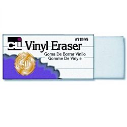 Vinyl White Block Erasers, Large, Box of 12 Erasers, White