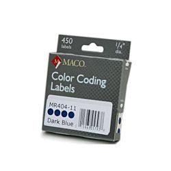 MACO Blue Round Color Coding Labels, 3/4 Inches in Diameter, 450 Per Box, MR404-11