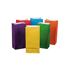 Hygloss Flat Bottom Paper Bags, 4.5 by 2.5-Inch by 8.5, Bright Colors, 28-Pack