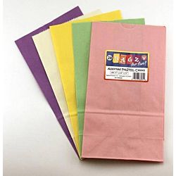 Hygloss Flat Bottom Paper Bags, 5 by 3-Inch by 9.3/4, Pastel Colors, 28-Pack
