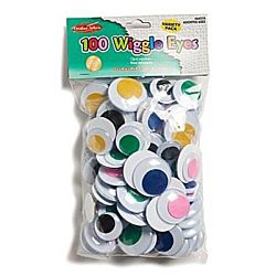 Wiggle Eyes 100 Pack Jumbo Round, 28-40mm - Assorted Colors