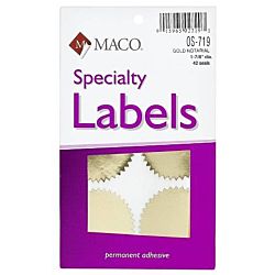 MACO Gold Foil Notarial Seals, 1-7/8 Inches in Diameter, 42 Per Box , OS-719
