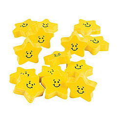 Smile Face Star Erasers - 24/PACK