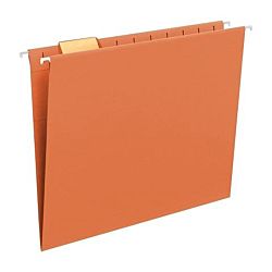Hanging File Folder with Tab, 1/5-Cut Adjustable Tab, Legal Size, Orange, 25 per Box 