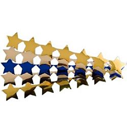 Hygloss Stars Sticker Strips - 2 Gold Strips, 2 Silver Strips, 1 Blue Strip (Metallic)