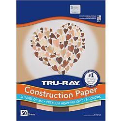 Tru-Ray® Shades of Me,  Construction Paper, 5 Assorted Skin Tone Colors, 9