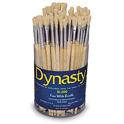 Dynasty Fine White Bristle Brush Canister B-200 - Set of 72