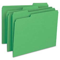 File Folder, 1/3-Cut Tab, Legal Size, Green ,100 per Box