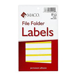 MACO Yellow File Folder Labels, 9/16 x 3-7/16 Inches, 248 Per Box FF-L3