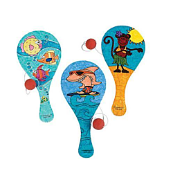 Wooden Color Your Own Tropical Paddleball Games - 12/pk