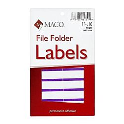 MACO Purple File Folder Labels, 9/16 x 3-7/16 Inches, 248 Per Box FF-L10