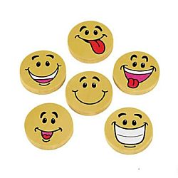 Large Smile Face Pencil Erasers - 1-1/4
