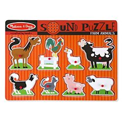 Farm Animals Sound Wood Puzzle - 8 Pieces