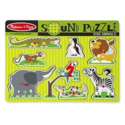 Zoo Animals Sound Wood Puzzle - 8 Pieces