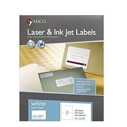 MALaser/Ink Jet White Internet Shipping Labels, 5-1/2 x 8-1/2 Inches, 2 Per Sheet, 200 Per Box, ML-0200