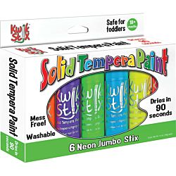 Jumbo Kwik Stix Solid Tempera Paint Sticks NEON 6 colors - TPG645
