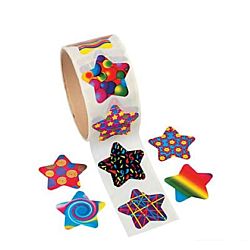 Funky Star Paper Sticker Rolls 1-1/2