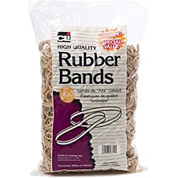Charles Leonard Rubber Bands, 1/4 LB. Pkg.,  #54, Assorted Sizes, Beige/Natural