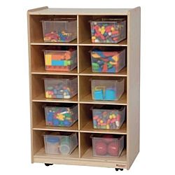 Wood Designs Children Vertical Storage with 10 Translucent Trays, 38