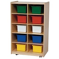 Wood Designs Children Vertical Storage with 10 Assorted Trays, 38