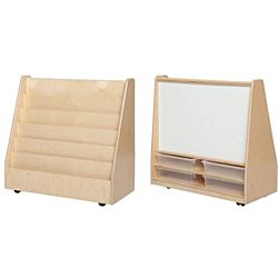 Wood Designs Classroom Book Storage & Display with Markerboard w/(4) 3