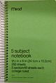 *Discontined* Mead (06720) 200 sheets college ruled 5 subject notebook 9.5