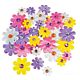 Fabric Self-Adhesive Daisies with Jewel Center - 36/pkg.